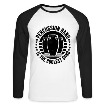 Percussion Gang Is The Conga Drummer Conga Player - Unisex Baseballshirt langarm - Weiß/Schwarz - Vorne - Nik (191cm)