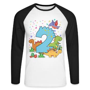 Herd of cute dinosaurs 2nd birthday 2 - Unisex Long Sleeve Baseball T-Shirt - white/black - Front - Nik (191cm)