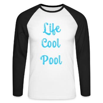 La vie est cool nager dans la piscine Activités sportives - T-shirt baseball manches longues Homme - blanc/noir - Devant - Nik (191cm)