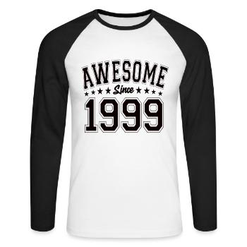 Awesome Since 1999 Birthday 1999 Vintage 1999 - Unisex Long Sleeve Baseball T-Shirt - white/black - Front - Nik (191cm)