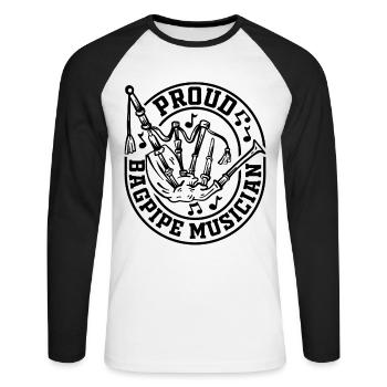 Proud Bagpipe Musician - Bagpiper Bagpipe Player - Unisex Baseballshirt langarm - Weiß/Schwarz - Vorne - Nik (191cm)