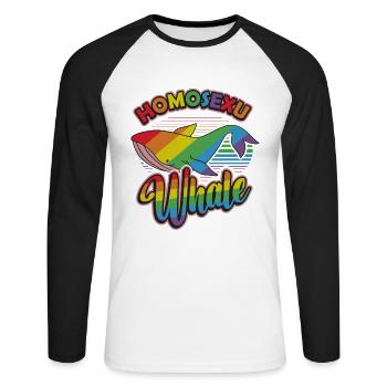 Gay Whale Rainbow Whale Lgbt - T-shirt baseball manches longues Homme - blanc/noir - Devant - Nik (191cm)