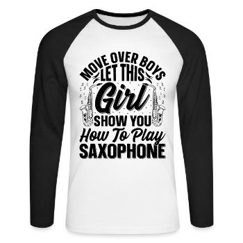 Move Over Boys Laissez cette fille vous montrer comment jouer - T-shirt baseball manches longues Homme - blanc/noir - Devant - Nik (191cm)