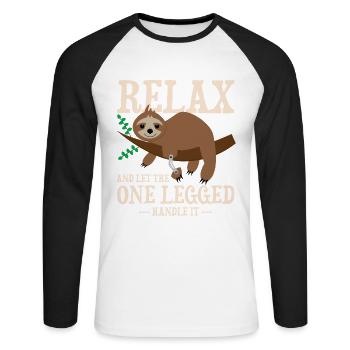 Beinprothesendesign und Beinprothesen - Unisex Baseballshirt langarm - Weiß/Schwarz - Vorne - Nik (191cm)
