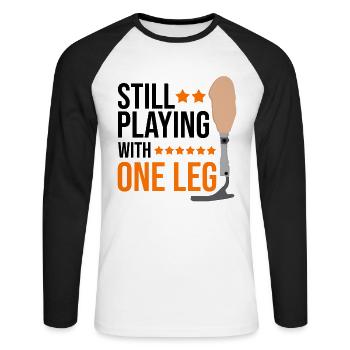 Artificial limb design for leg prosthesis - Unisex Long Sleeve Baseball T-Shirt - white/black - Front - Nik (191cm)
