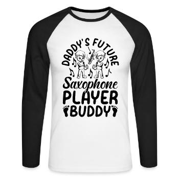 Daddy’s Future Saxophone Player Buddy - Saxophone - T-shirt baseball manches longues Homme - blanc/noir - Devant - Nik (191cm)