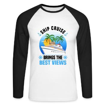 Croisière - T-shirt baseball manches longues Homme - blanc/noir - Devant - Nik (191cm)