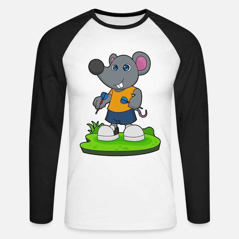 Maus Dart Dartpfeil - Unisex Baseballshirt langarm - Weiß/Schwarz