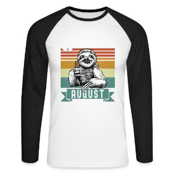 Faultier Legendär seit August 1987 Geburtstag - Unisex Baseballshirt langarm - Weiß/Schwarz - Vorne - Nik (191cm)