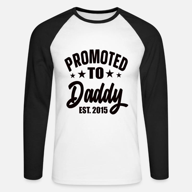 Promoted To Daddy Est 2015 - Unisex Baseballshirt langarm - Weiß/Schwarz