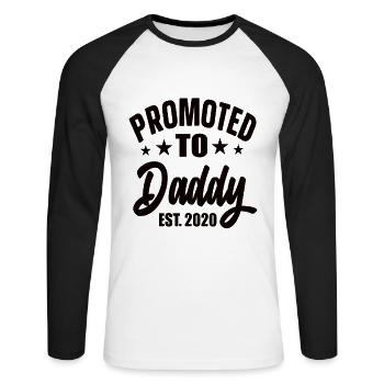 Promu à papa Est 2020 - T-shirt baseball manches longues Homme - blanc/noir - Devant - Nik (191cm)