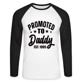 Promoted To Daddy Est 1995 - Unisex Long Sleeve Baseball T-Shirt - white/black - Front - Nik (191cm)