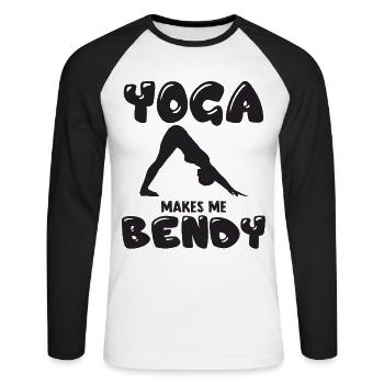 Meditation, Zen Yoga und Pilates - Unisex Baseballshirt langarm - Weiß/Schwarz - Vorne - Nik (191cm)