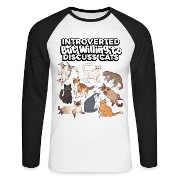 Introverted, but discussive cats - Unisex Long Sleeve Baseball T-Shirt - white/black - Front - Nik (191cm)