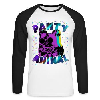 Pawty Animal Creepy Katze Spielzeug Geburtstag - Unisex Baseballshirt langarm - Weiß/Schwarz - Vorne - Nik (191cm)