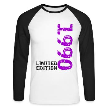 1990's Limited Edition Birthday Gift Wife Husband - Unisex Long Sleeve Baseball T-Shirt - white/black - Front - Nik (191cm)