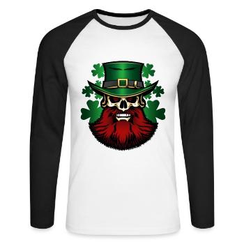 Bonne Saint-Patrick - Leprechaun - Shamrock - T-shirt baseball manches longues Homme - blanc/noir - Devant - Nik (191cm)