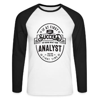 Analyst - Unisex Long Sleeve Baseball T-Shirt - white/black - Front - Nik (191cm)