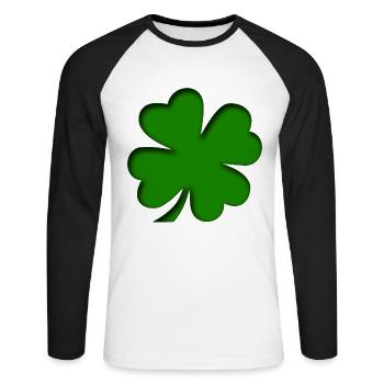 St Patrick - Trèfle - Trèfle - T-shirt baseball manches longues Homme - blanc/noir - Devant - Nik (191cm)