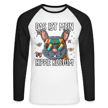 Das Ist Mein Hippie Kostüm 60er 70er Jahre Kostüm - Unisex Baseballshirt langarm - Weiß/Schwarz - Vorne - Nik (191cm)