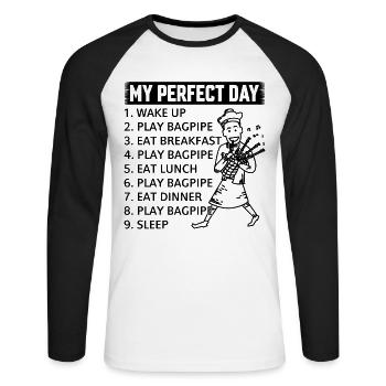 My Perfect Day Bagpipe Player Day Plan Bagpiper - Unisex Baseballshirt langarm - Weiß/Schwarz - Vorne - Nik (191cm)
