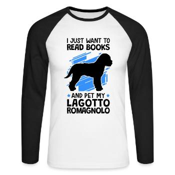 Read and Lagotto Romagnolo pet truffle dog - Unisex Long Sleeve Baseball T-Shirt - white/black - Front - Nik (191cm)