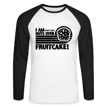 I Am Fruit And Nuts Retro Baking Fruitcake Lover - Unisex Baseballshirt langarm - Weiß/Schwarz - Vorne - Nik (191cm)