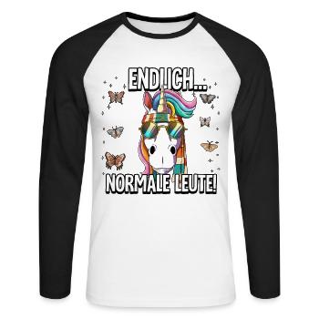 Endlich Normale Leute Hippie Goa Rave - Unisex Baseballshirt langarm - Weiß/Schwarz - Vorne - Nik (191cm)