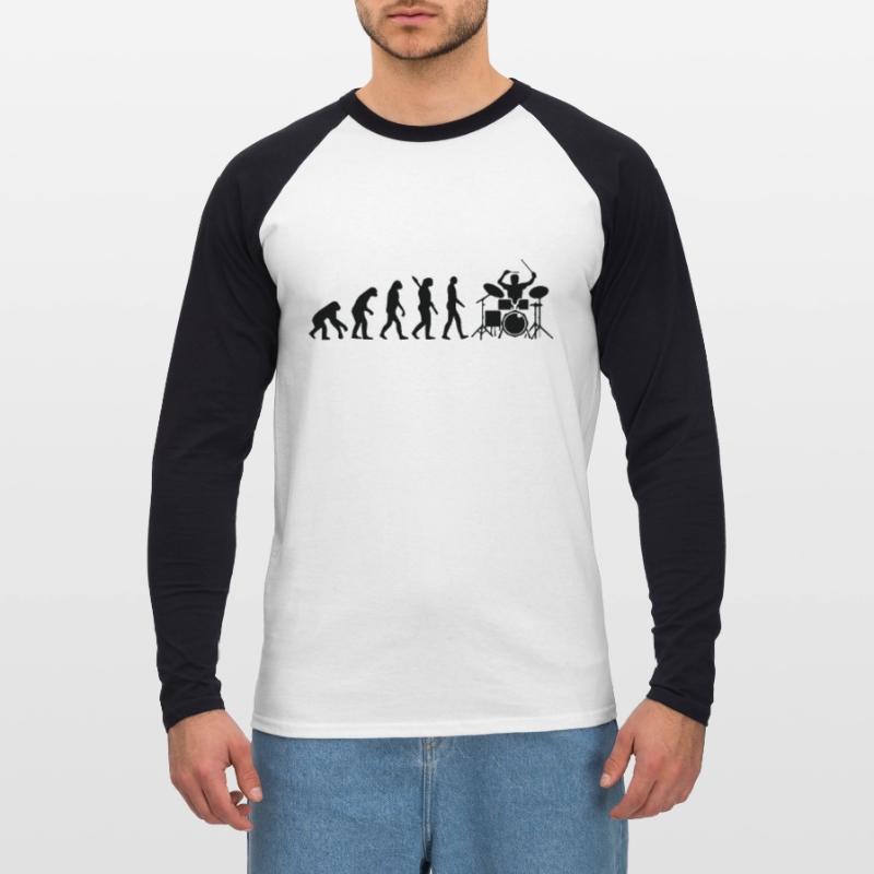 Drummer Evolution Drummer Drum Player Evolution Unisex Baseballshirt langarm