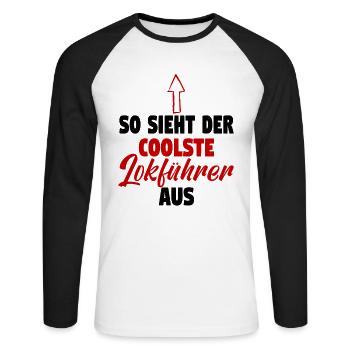 Dampflok Lokführer Eisenbahner Eisenbahn Vater - Unisex Baseballshirt langarm - Weiß/Schwarz - Vorne - Nik (191cm)