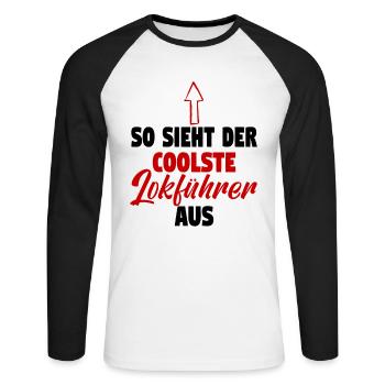 Dampflok Lokführer Eisenbahner Eisenbahn Lok Bahn - Unisex Baseballshirt langarm - Weiß/Schwarz - Vorne - Nik (191cm)