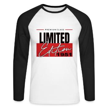 Édition limitée 1951 - T-shirt baseball manches longues Homme - blanc/noir - Devant - Nik (191cm)