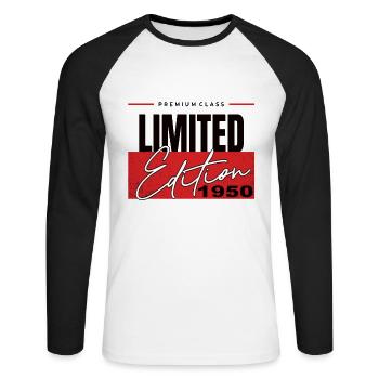 Édition limitée 1950 - T-shirt baseball manches longues Homme - blanc/noir - Devant - Nik (191cm)