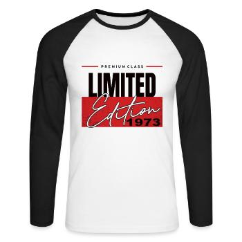 Édition limitée 1973 - T-shirt baseball manches longues Homme - blanc/noir - Devant - Nik (191cm)