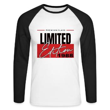 Édition limitée 1988 - T-shirt baseball manches longues Homme - blanc/noir - Devant - Nik (191cm)