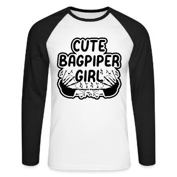 Mignon Joueur de cornemuse Fille Joueur de musique de cornemuse P - T-shirt baseball manches longues Homme - blanc/noir - Devant - Nik (191cm)