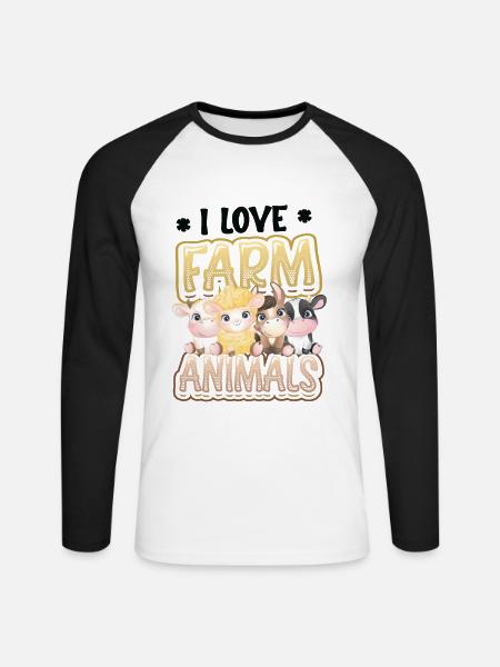 Ich Liebe Bauernhoftiere, Kinderbauernhof - Unisex Baseballshirt langarm - Weiß/Schwarz