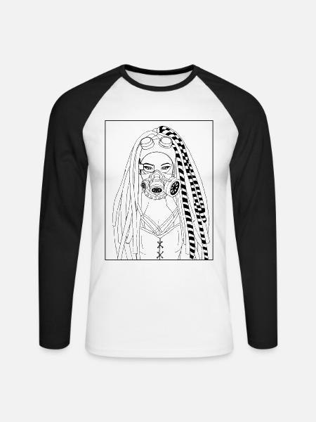 Cyber Aesthetic Anime Girl Cyber Goth - Unisex Long Sleeve Baseball T-Shirt - white/black