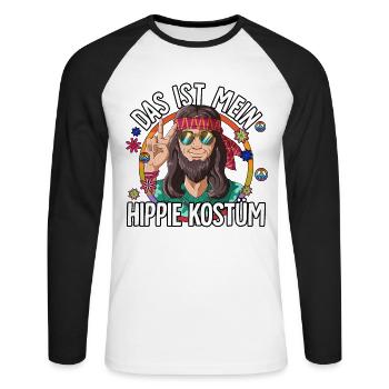 This is my hippie costume 60s 70s costume - Unisex Long Sleeve Baseball T-Shirt - white/black - Front - Nik (191cm)