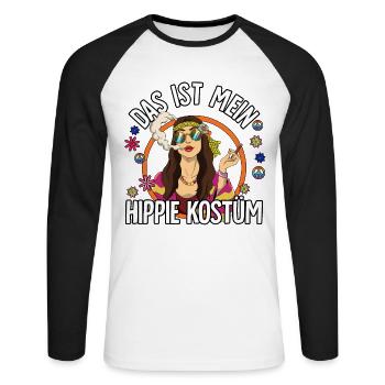 This is my hippie costume 60s 70s costume - Unisex Long Sleeve Baseball T-Shirt - white/black - Front - Nik (191cm)