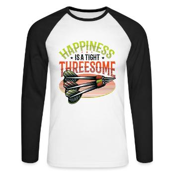 La chance est un trio proche, fléchettes - T-shirt baseball manches longues Homme - blanc/noir - Devant - Nik (191cm)