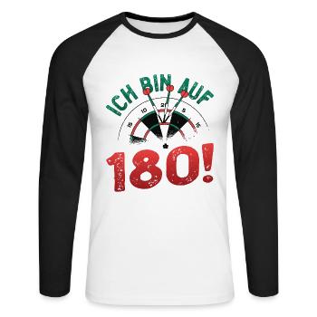 Ich Bin Auf 180, Dartspieler - Unisex Baseballshirt langarm - Weiß/Schwarz - Vorne - Nik (191cm)