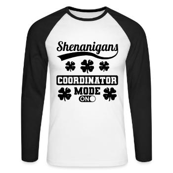 Shenanigans Coordinator Mode On St. Patrick's Day - Unisex Long Sleeve Baseball T-Shirt - white/black - Front - Nik (191cm)