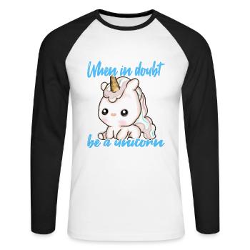 Soyez toujours une licorne - T-shirt baseball manches longues Homme - blanc/noir - Devant - Nik (191cm)
