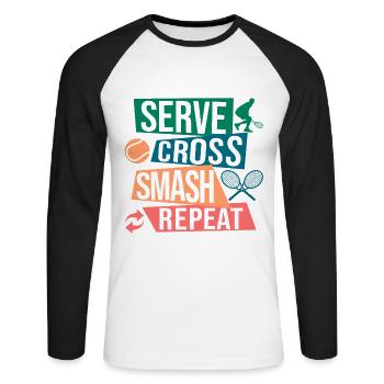 Tennis Art Serve Cross Match Repeat Gift Idea - Unisex Baseballshirt langarm - Weiß/Schwarz - Vorne - Nik (191cm)