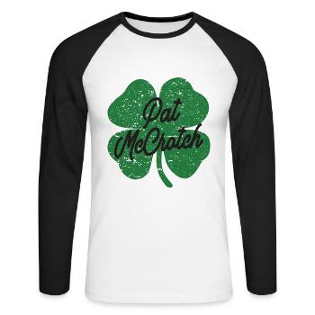 Pat McCrotch St Patricks Day - Unisex Long Sleeve Baseball T-Shirt - white/black - Front - Nik (191cm)