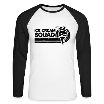 Ice Cream Squad Retro Frozen Fruit Ice Cream Lover - T-shirt baseball manches longues Homme - blanc/noir - Devant - Nik (191cm)