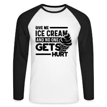 Donnez-moi de la crème glacée et de la crème glacée molle - T-shirt baseball manches longues Homme - blanc/noir - Devant - Nik (191cm)
