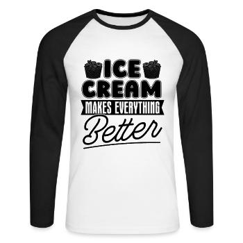 La crème glacée rend tout glacé amateur de crème glacée - T-shirt baseball manches longues Homme - blanc/noir - Devant - Nik (191cm)