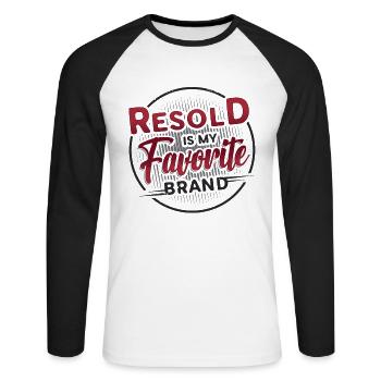 Revendu est ma marque préférée, marché aux puces, économe - T-shirt baseball manches longues Homme - blanc/noir - Devant - Nik (191cm)